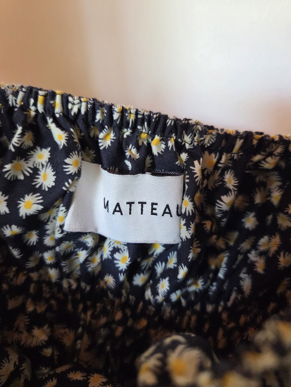 NWOT Matteau Shirred Peasant Puff Sleeve Mini Dress In Midnight Daisy - Picture 10 of 10